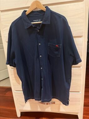 Tommy Bahama Navy Short-Sleeve Button-Down with Chest Pocket